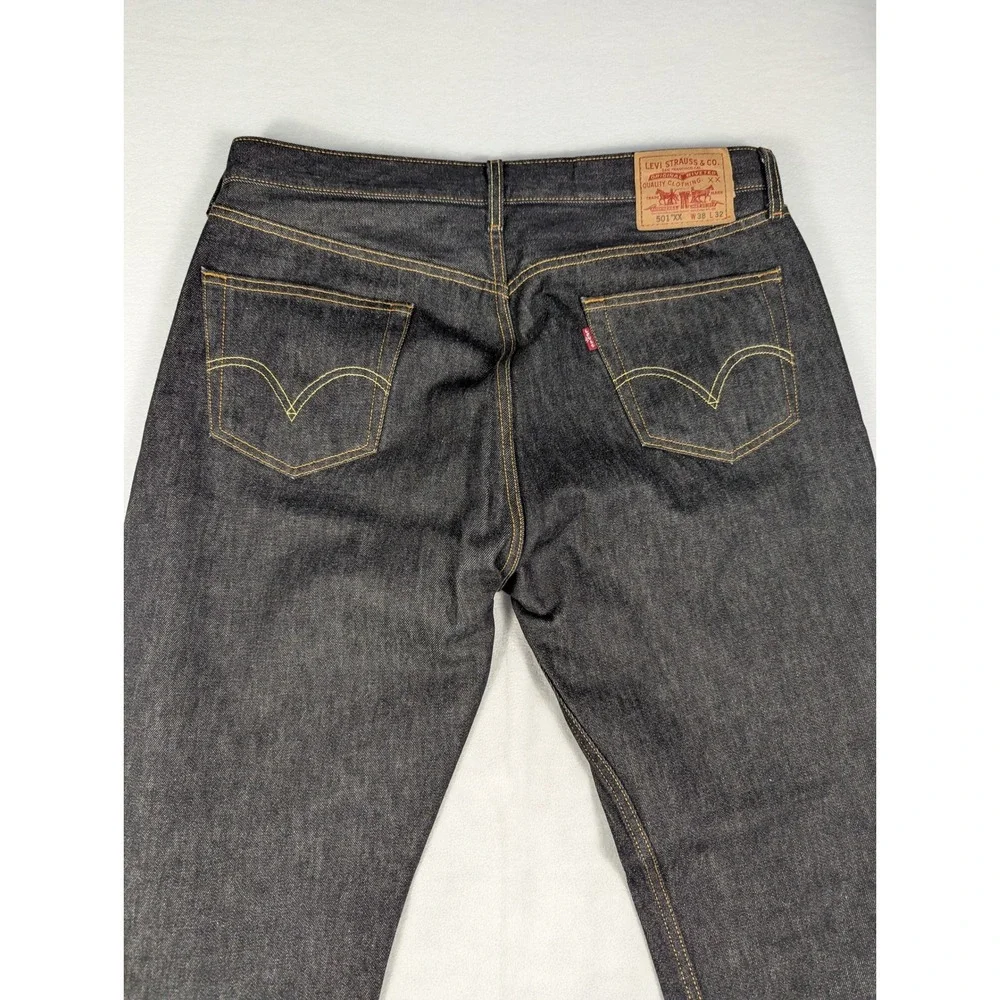 Levi's XX 501 Button Fly Classic Straight Leg Mens Jeans‎ Size 38 Black